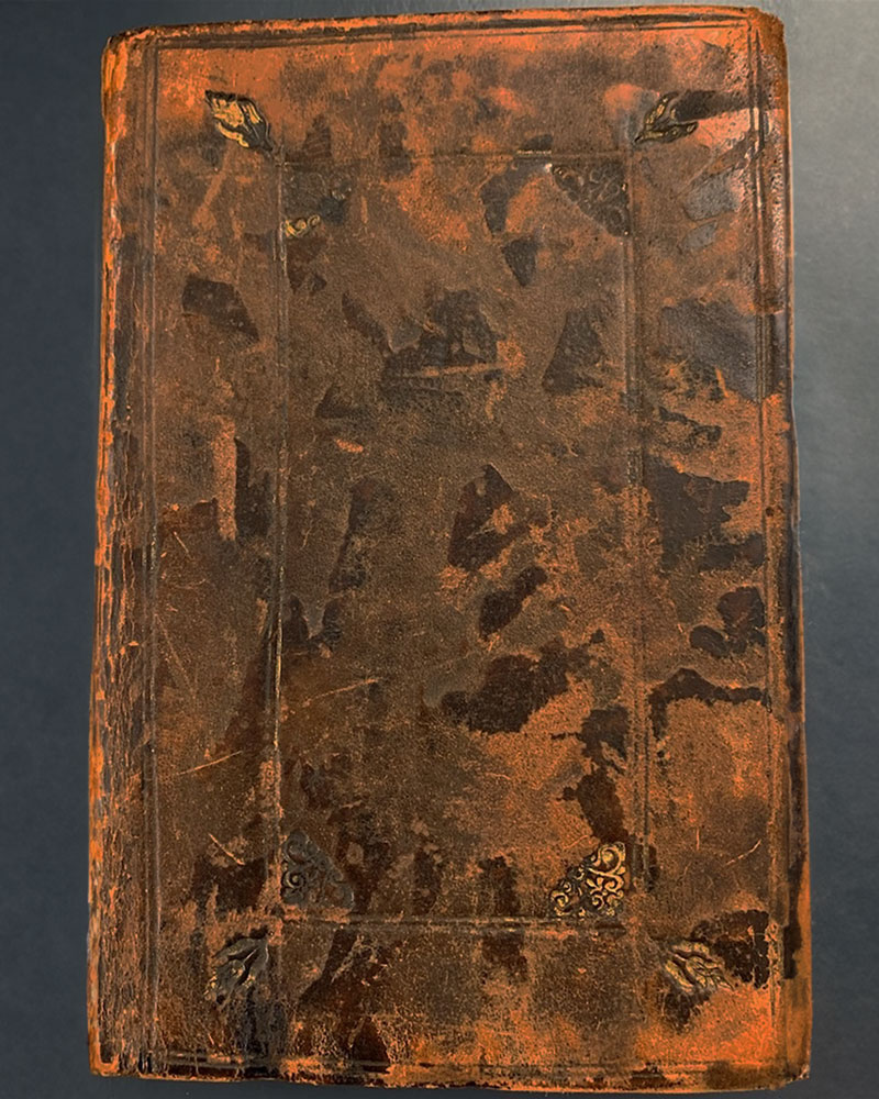 Photograph of the original front of book, very used scuffed faded covers, showcasing charm and elegance